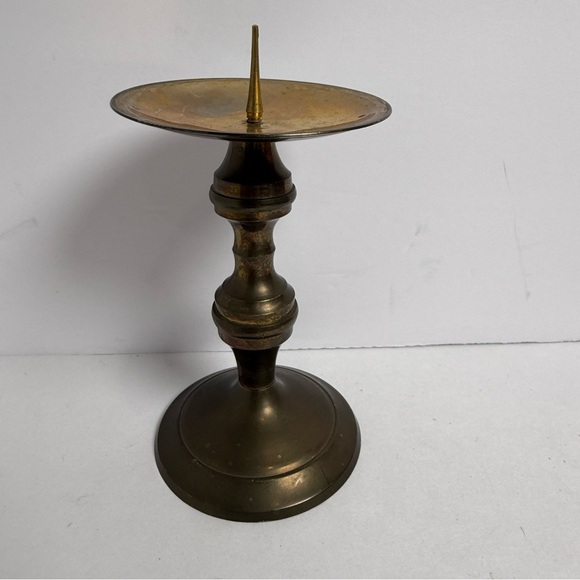 Other - Vintage Retro Brass GOLD Metal Pillar Candle Holder TARNISHED Table Decor Small